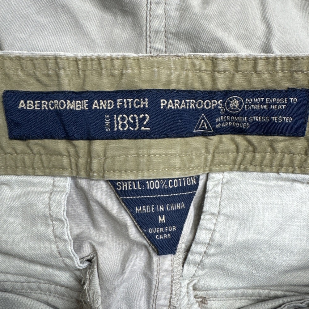 Abercrombie And Fitch VTG Y2K Men's Beige‎ Paratroops Belted Cargo Pants Size M - Picture 3 of 4